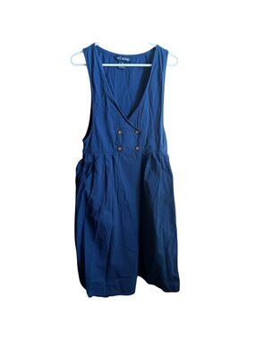 Size 10 Vintage 90's Mom Dress J.G. Hook Womens Navy Blue Sleeveless Cotton